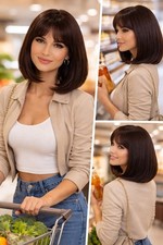 Perruque Femme Marron Lisse