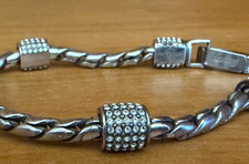 BRIGHTON MERIDIAN SILVER PLATED RROBE CRYSTAL  BARELS BRACELET  MARKED