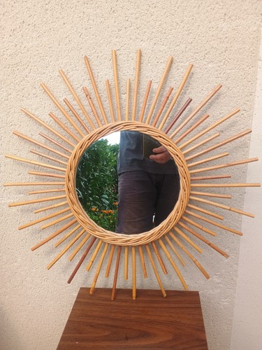 Miroir soleil rotin - miroir,