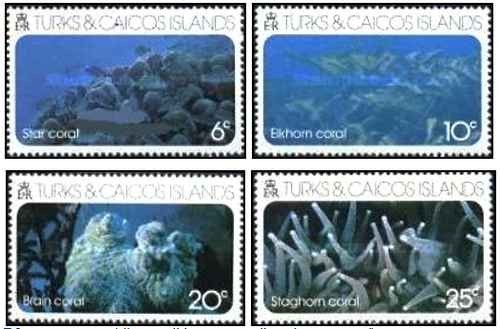 Timbres faune marine - faune, (coraux)