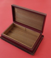 Boite à cigares - à cigarettes en CUIR Couleur Rouge Grenat et BOIS - Vintage