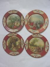 4 Assiettes Métal Vintage Les