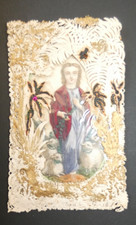 pious image bellows lace knife Jesus and the lambs dated 1868