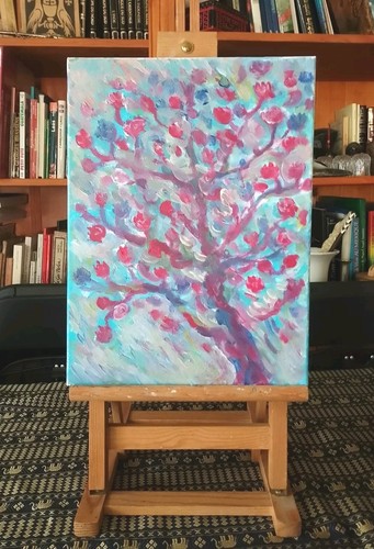 Tableau peinture arbre fleurs