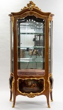 French Louis XV Verni Martin Style Inlaid Vitrine Display Cabinet