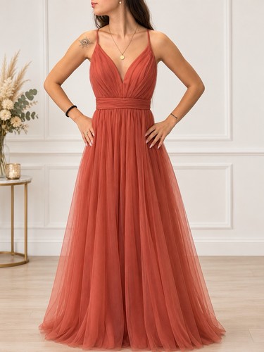 Robe soirée terracotta col - terracotta,