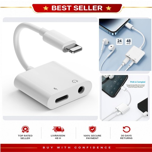 Adaptateur lightning jack - lightning,