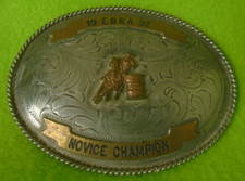 TexTan Silver Vintage 1992 EBRA Barrel Racing Champion Trophy Belt Buckle