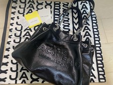 m920 MARC JACOBS Leather Chain Sack Bag Black Silver Chain Near Mint Condition