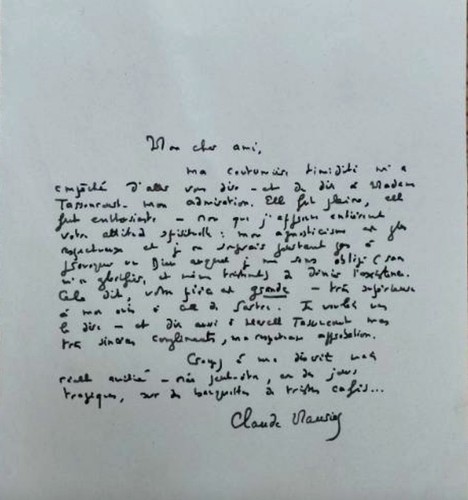 Claude mauriac lettre - claude,