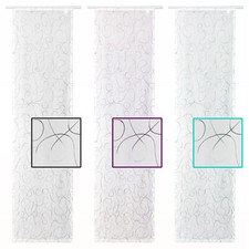 Panneau Japonais Blanc Brodé Modern Art Rideau Semi-Transparent 60x245 CM