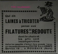 ORIGINAL ADVERTISEMENT 1926 LA REDOUTE WOOL KNITTING IN ROUBAUX FRENCH AD 