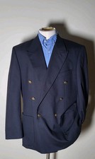 Lacoste Made France Hopsack Double Breasted Gold Button Coat Jacket Blazer 52 42
