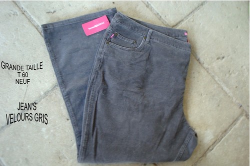 Pantalon jean velours gris - jean's,