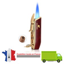 Briquet à Cigare Jet Flamme Rechargeable Gaz Butane Allume-cigare Briquets Rouge