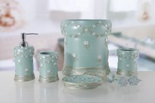 6 Piece Decorative Bathroom Accessory set Made of Ceramic (Maya Aqua)