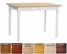 Table à manger table de cuisine table PIN MASSIF blanc miel AVEC TIROIR - NEUF