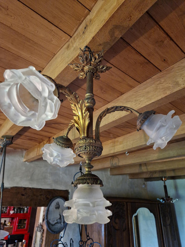 Lustre art nouveau bronze - art,