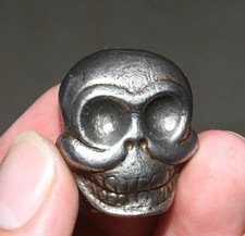 1" Old Sky Iron Fengshui Human Skull Skull Head Statue Amulet Pendant