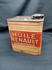HUILE RENAULT , Années 30 . Ancien Bidon d’huile . (Automobilia Shell Mobiloil)