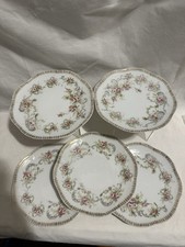 Lot 5 Zeh Scherzer ZS & Co Salad Plate Pink Roses Gray Swag Mignon Bavaria 7.5"