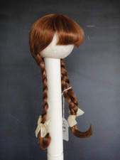 PERRUQUE pour poupée NATTE Cheveux naturels Taille5 -25.5 cm - Doll  wig 10.1"HC