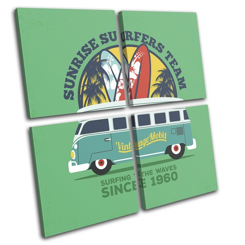 Retro surf beach bus vintage - retro,