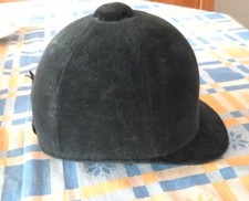 CASQUE D'ÉQUITATION BOMBE CAVALIER VELOURS NOIR SUPER JUMPING - TAILLE 56 