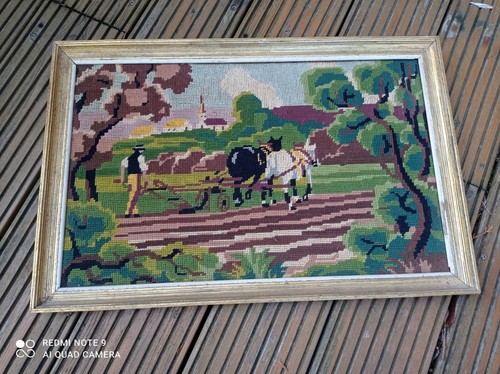 Canevas fini chevaux trait - canevas,