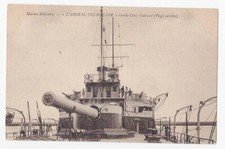 Old postcard 56 Marine Militaire L'AMIRAL-TREHOUART Coast Guard Battleship - rear beach