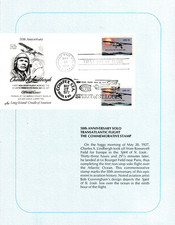 USPS FDC Ceremony Program #1710 C1 Lindbergh + 2nd Day COMPEX Solo Flight 1977