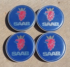Saab 9-2X 9-3 9-5 9-7X, center cap set of 4, 1999-2012, p/n 12802437 blue