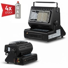 Chauffage gaz portable 1,3 kW 2 en 1 réchaud camping céramique + cartouches