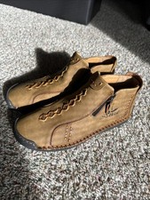 New Salkin USA Shoes Tan Leather 100% CAOUTCHOUC Chuka Zip Boots Men’s Size 38