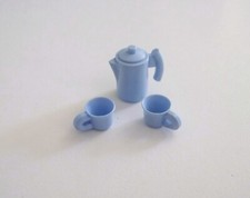 PLAYMOBIL (1413) DISHES - Lot of 2 Cups & Carafe Light Blue 