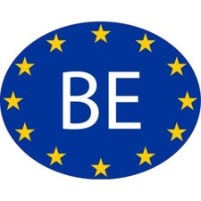 Belgique Belgium BE vignette pays autocollant drapeau EU Europe ovale code pays 