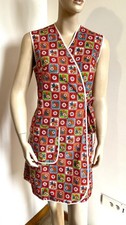 60's T38/40 Household Blouse or Real Vintage Floral Red Sleeveless Dress 373!