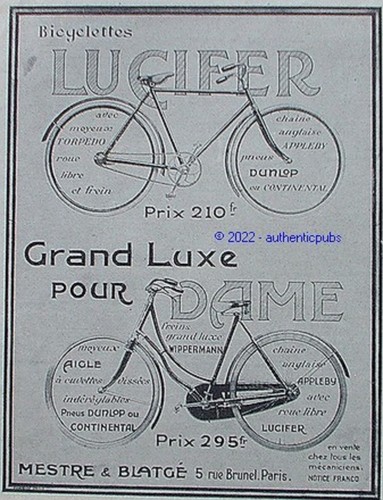 Publicite lucifer bicyclette - lucifer,
