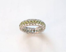 Nouveau Argent .925 Peridot & Topaze Blanche Taille Bague 8
