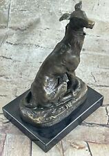 Sculpture En Bronze Vintage D'Un Chien Greyhound / Whippet Avec Collier