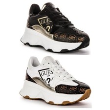 GUESS CalebB5 Plateforme Chaussures Course Blanc Marron Femmes UK 3 - 8