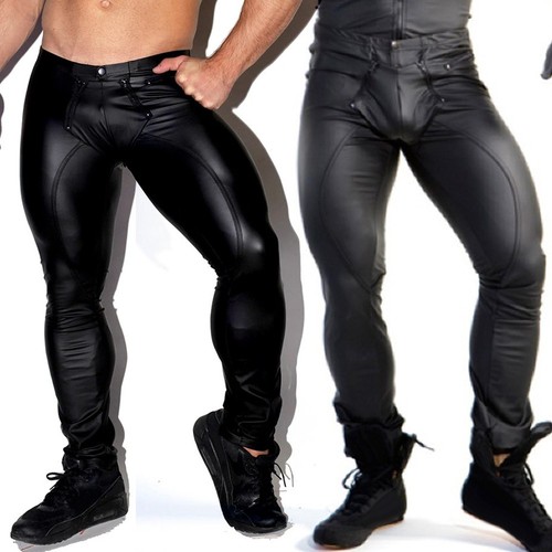 Noir pantalon cuir étroit - noir, pu