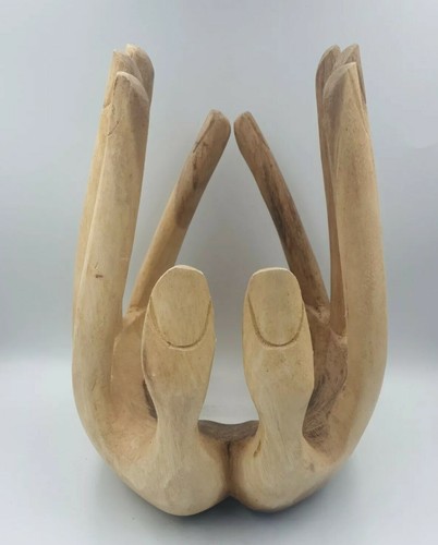 Sculpture bougeoir mains - sculpture, bois