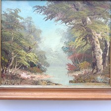 Landscape painting signed oil on canvas frame 30 x 25 cm