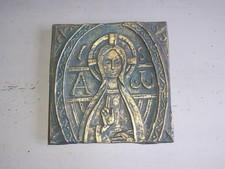 Icone orthodoxe byzantine CHRIST sculpture carreau terre cuite artisanat...