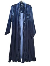 Lauren Ralph Lauren Robe Womens Medium Navy Velvet Velour Belted Long Ruffle LRL