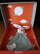 Doudou plat lapin beige bleu