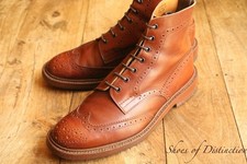 Tricker's Trickers Stow Tan Brown Leather Derby Brogue Boots Shoes UK 10.5