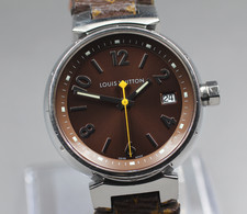 [Exc+5] Louis Vuitton Tambour Q1311 32mm Date Brown Women's Quartz Watch JAPAN