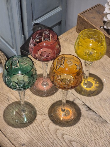 Verres pied cristal taillé - cristal,